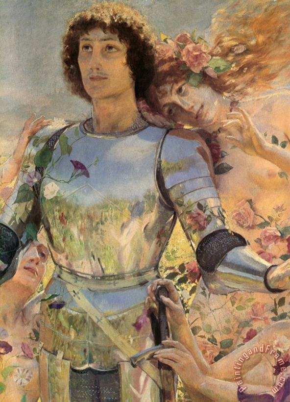 Georges Antoine Rochegrosse The Knight of The Flowers [detail Left] Art Print